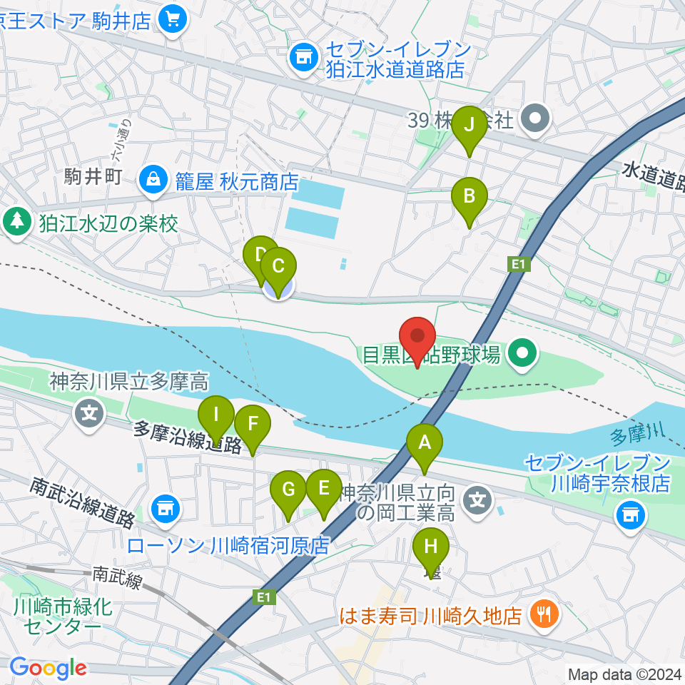 目黒区砧サッカー場周辺の駐車場・コインパーキング一覧地図