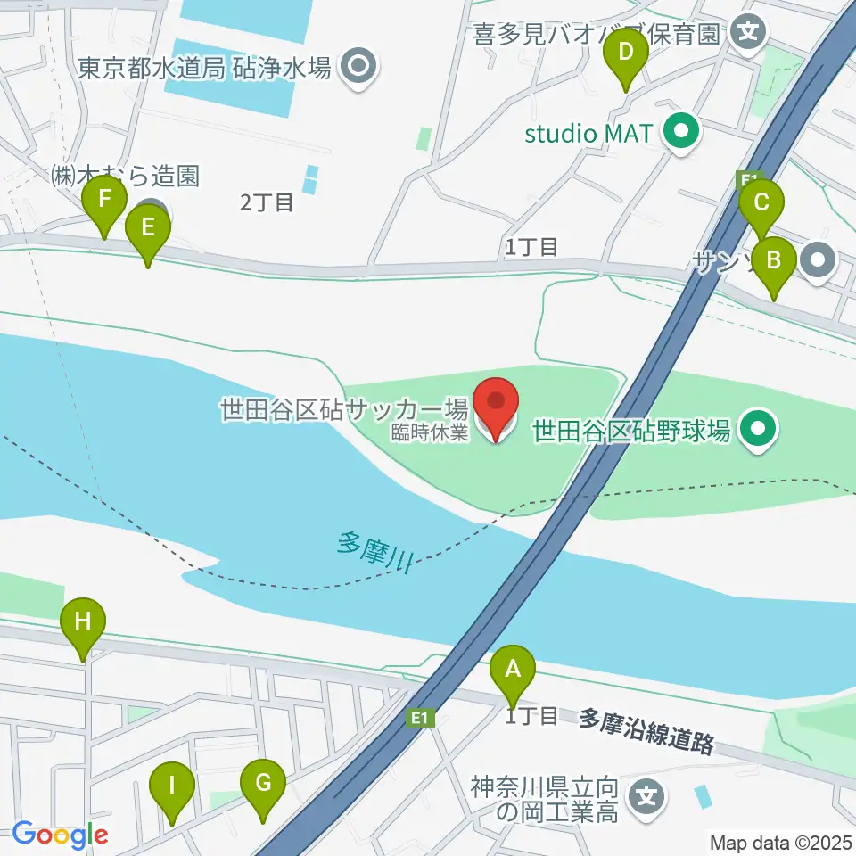 目黒区砧サッカー場周辺の駐車場・コインパーキング一覧地図