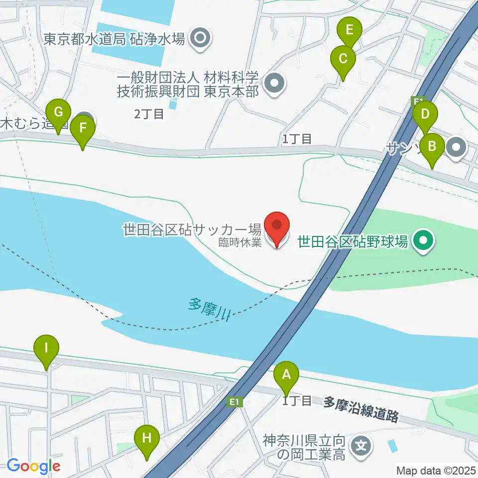 目黒区砧サッカー場周辺の駐車場・コインパーキング一覧地図