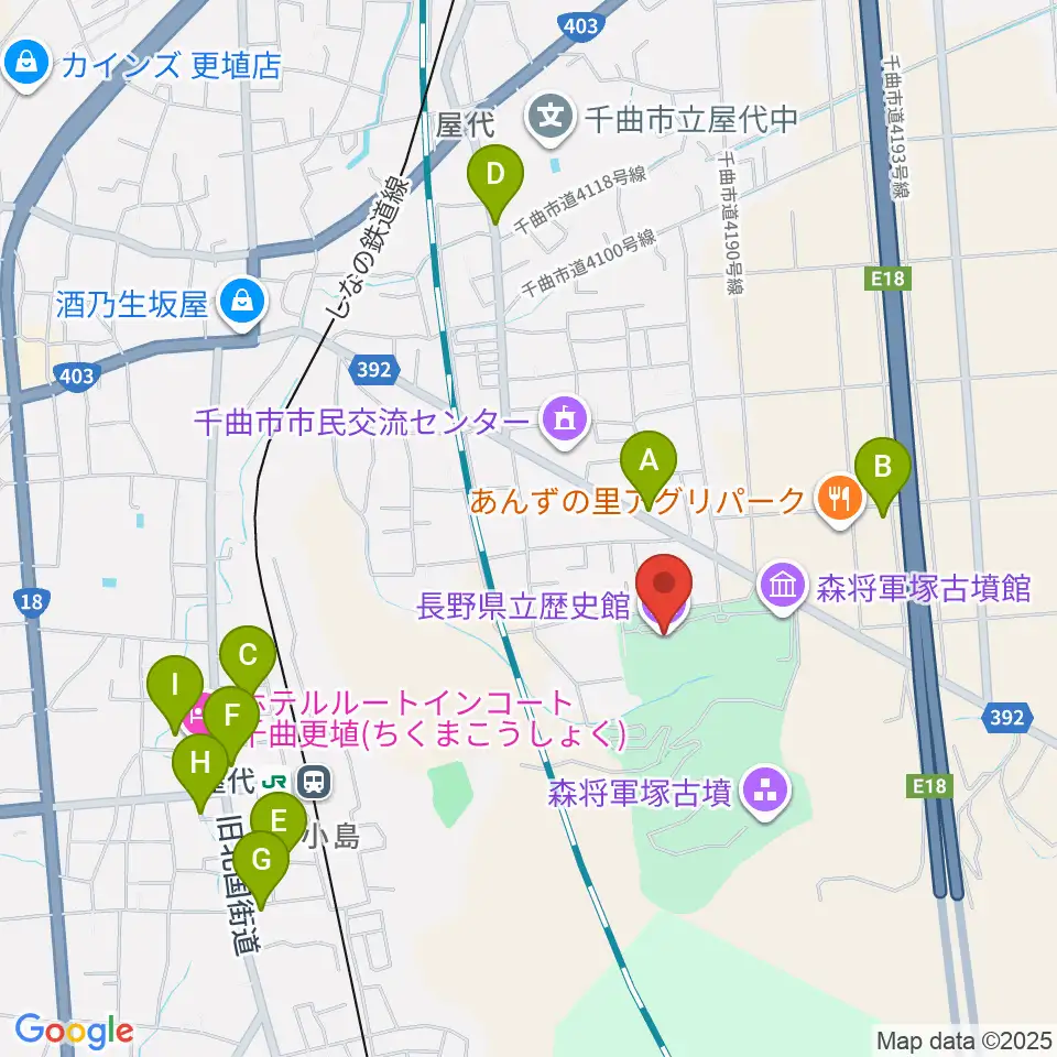 長野県立歴史館周辺の駐車場・コインパーキング一覧地図
