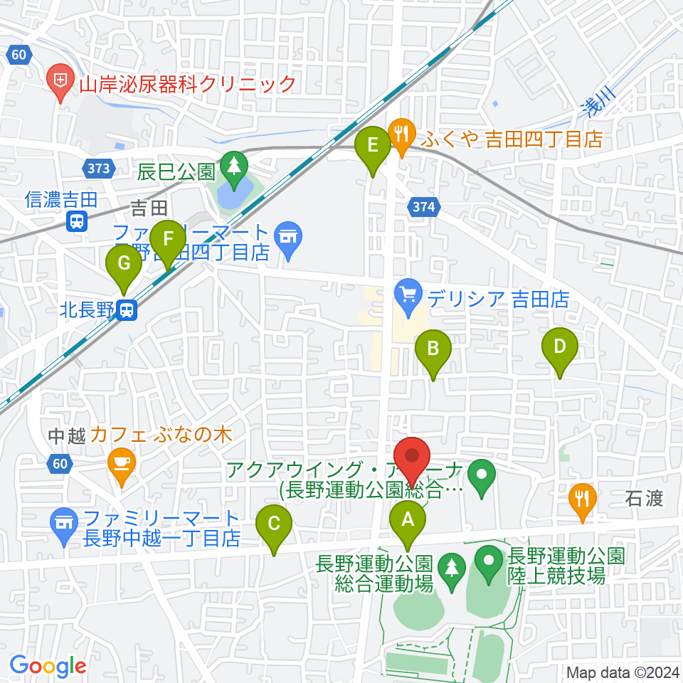 長野運動公園総合体育館周辺の駐車場・コインパーキング一覧地図