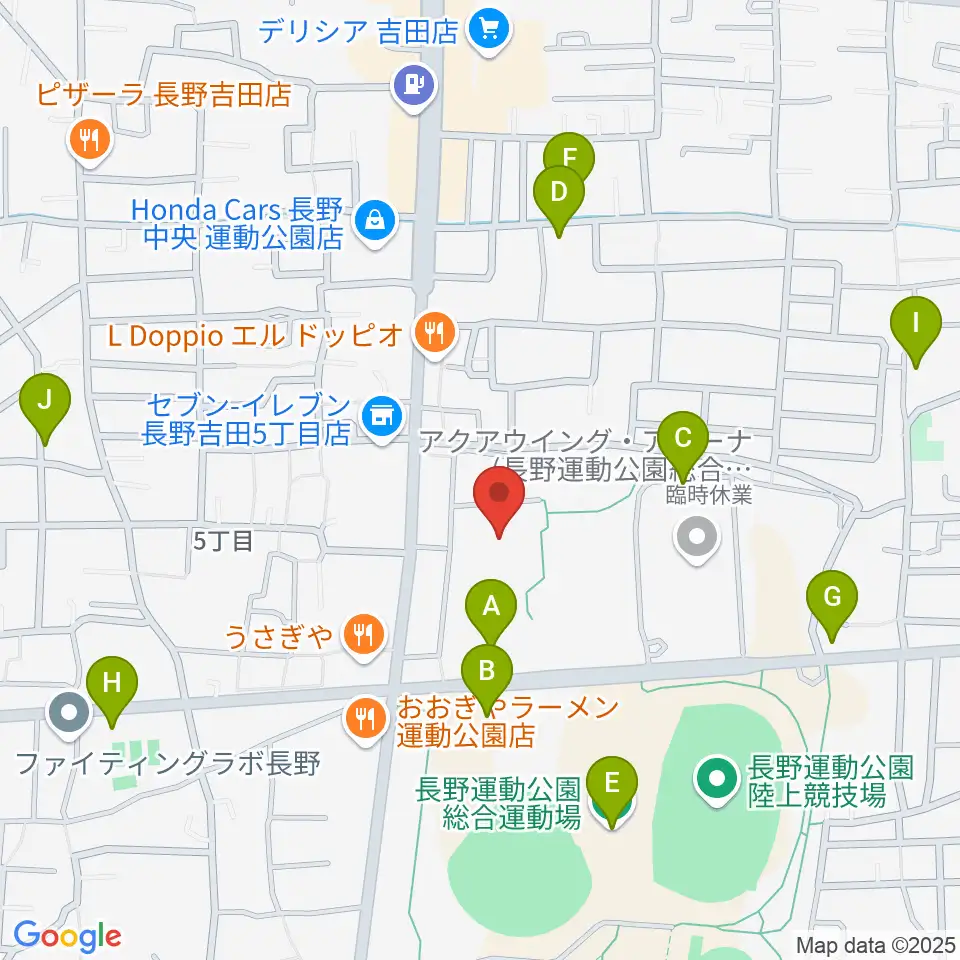 長野運動公園総合体育館周辺の駐車場・コインパーキング一覧地図