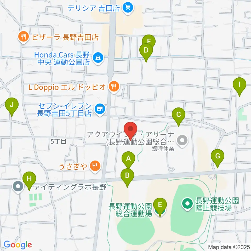 長野運動公園総合体育館周辺の駐車場・コインパーキング一覧地図