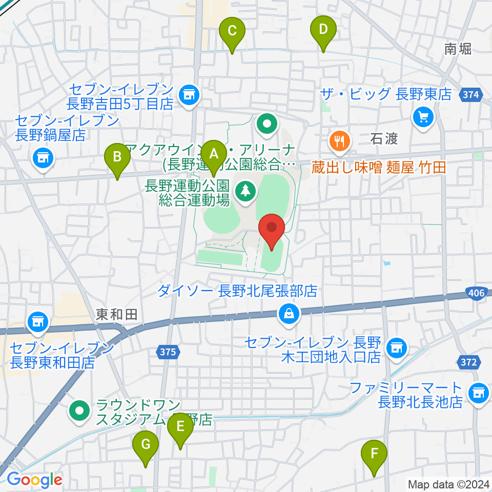 長野運動公園陸上サブトラック周辺の駐車場・コインパーキング一覧地図