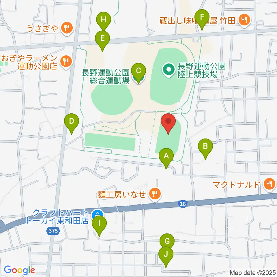 長野運動公園陸上サブトラック周辺の駐車場・コインパーキング一覧地図