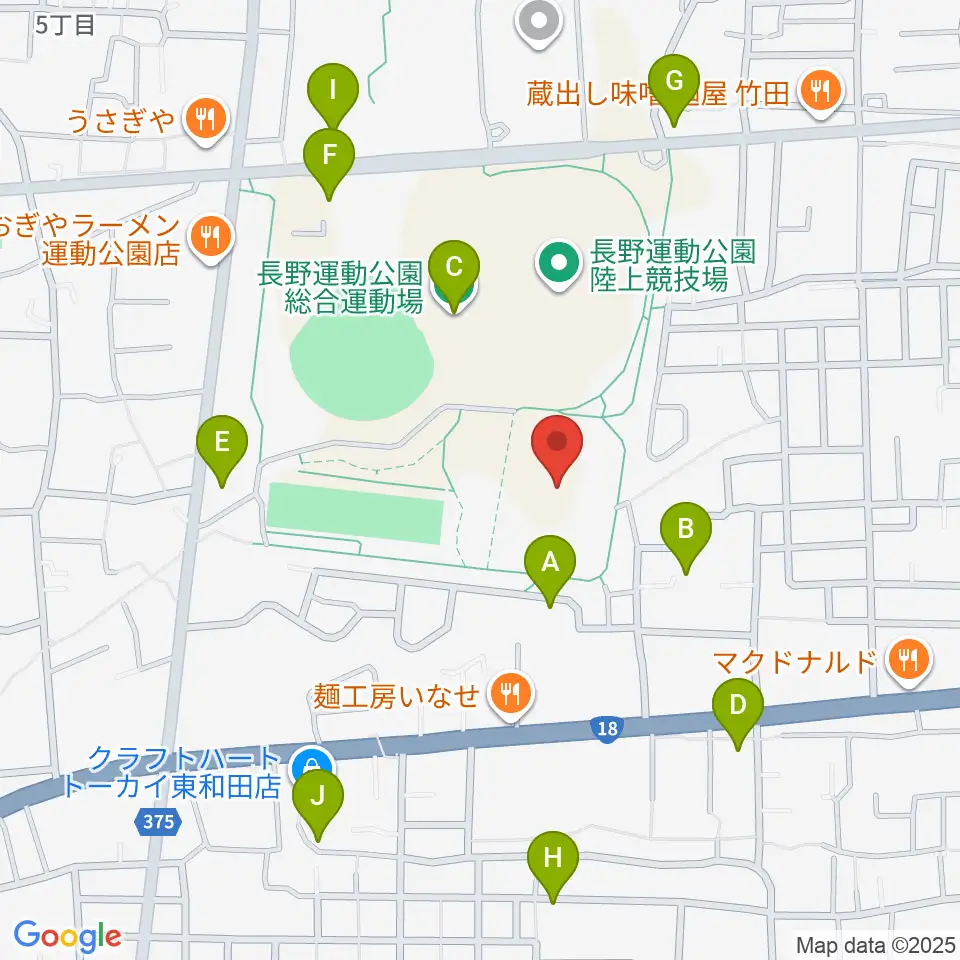 長野運動公園陸上サブトラック周辺の駐車場・コインパーキング一覧地図