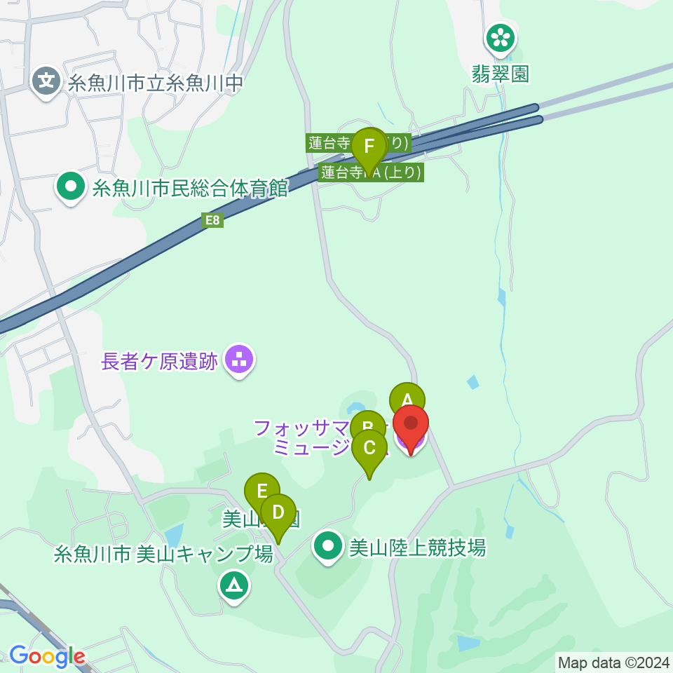 フォッサマグナミュージアム周辺の駐車場・コインパーキング一覧地図