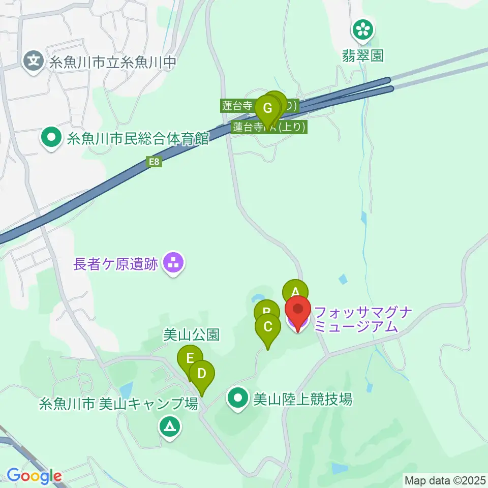 フォッサマグナミュージアム周辺の駐車場・コインパーキング一覧地図