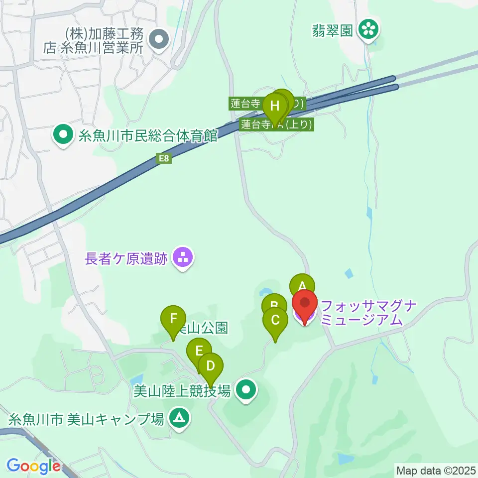 フォッサマグナミュージアム周辺の駐車場・コインパーキング一覧地図