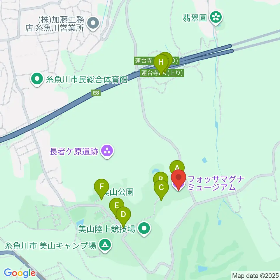 フォッサマグナミュージアム周辺の駐車場・コインパーキング一覧地図