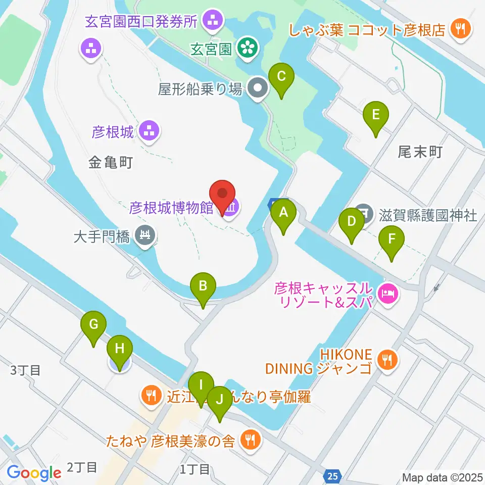 彦根城博物館周辺の駐車場・コインパーキング一覧地図