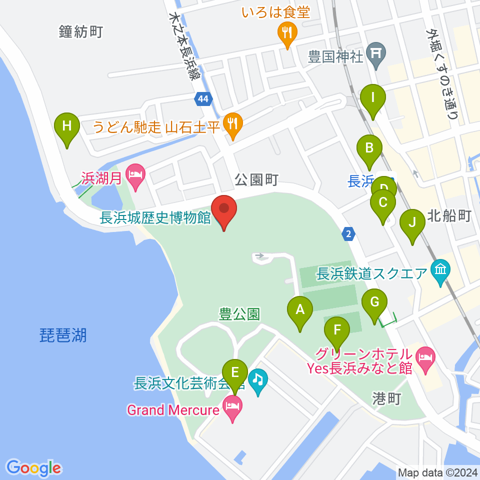 長浜城歴史博物館周辺の駐車場・コインパーキング一覧地図