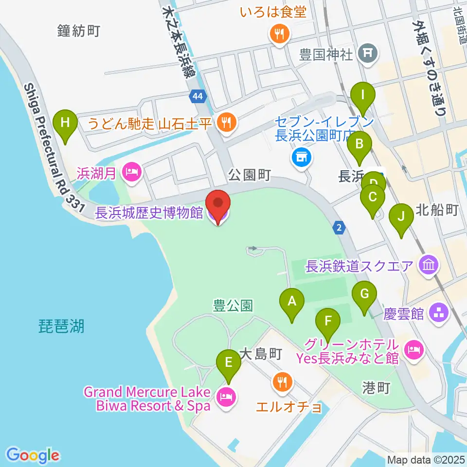 長浜城歴史博物館周辺の駐車場・コインパーキング一覧地図