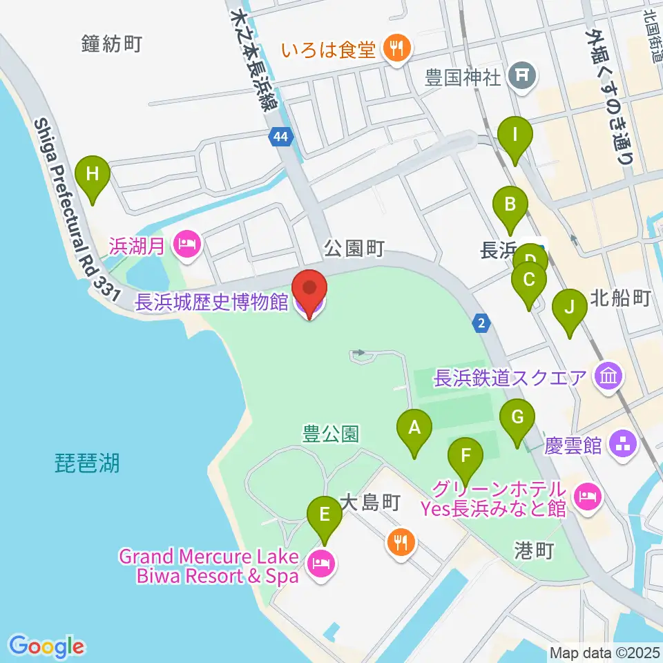 長浜城歴史博物館周辺の駐車場・コインパーキング一覧地図