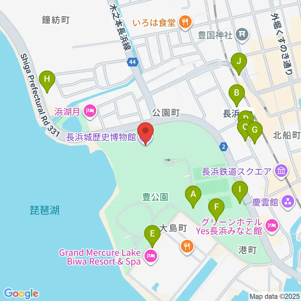 長浜城歴史博物館周辺の駐車場・コインパーキング一覧地図