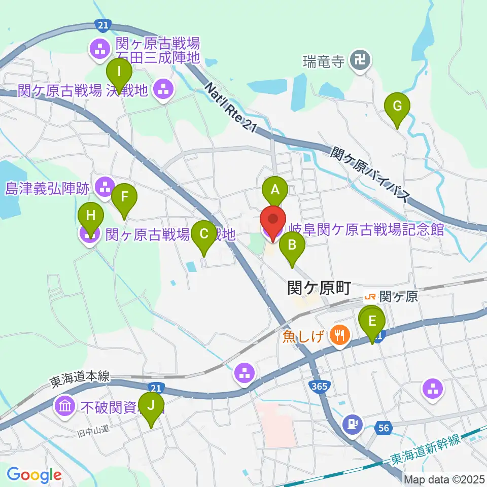 岐阜関ケ原古戦場記念館周辺の駐車場・コインパーキング一覧地図