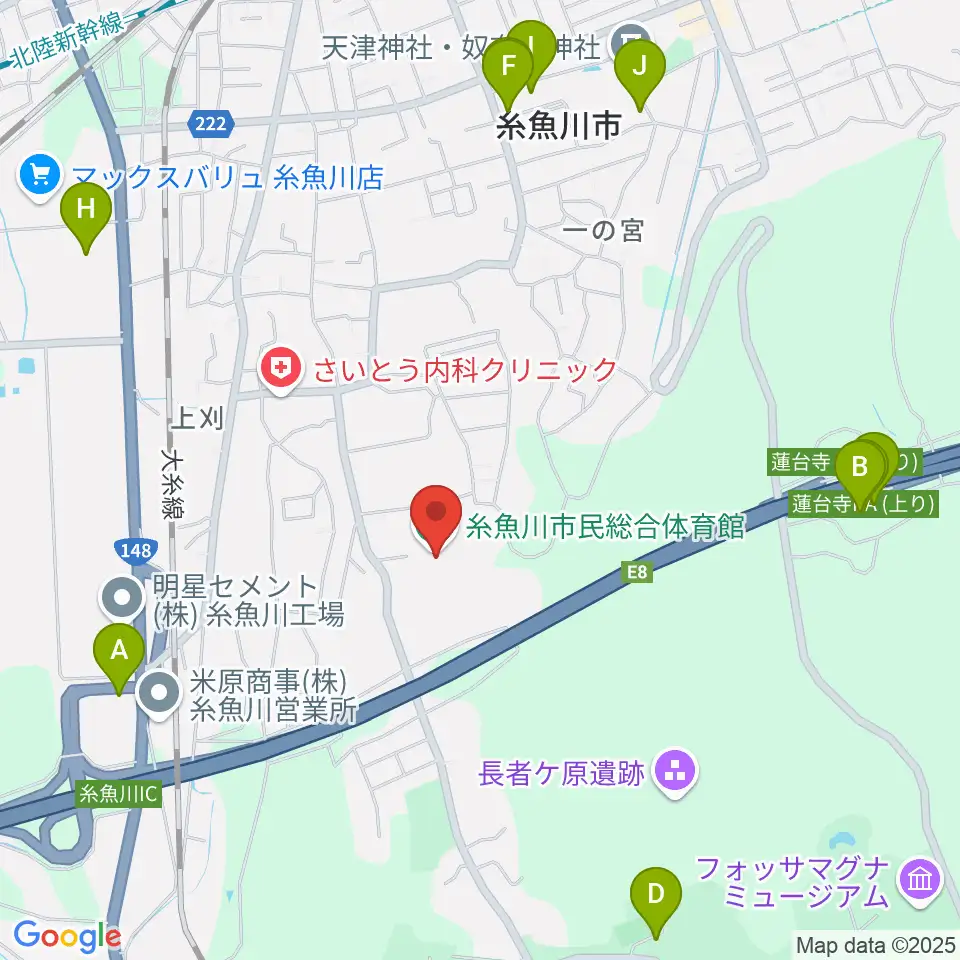 糸魚川市民総合体育館周辺の駐車場・コインパーキング一覧地図