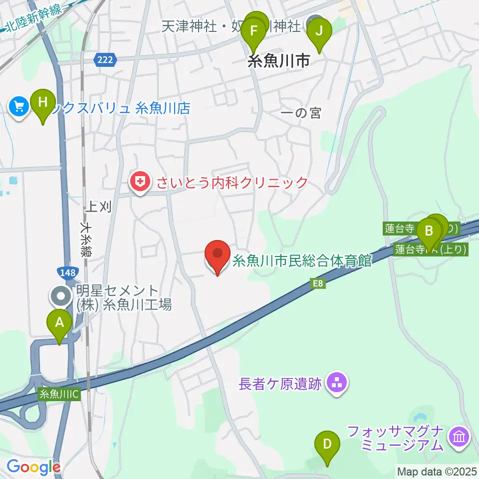 糸魚川市民総合体育館周辺の駐車場・コインパーキング一覧地図