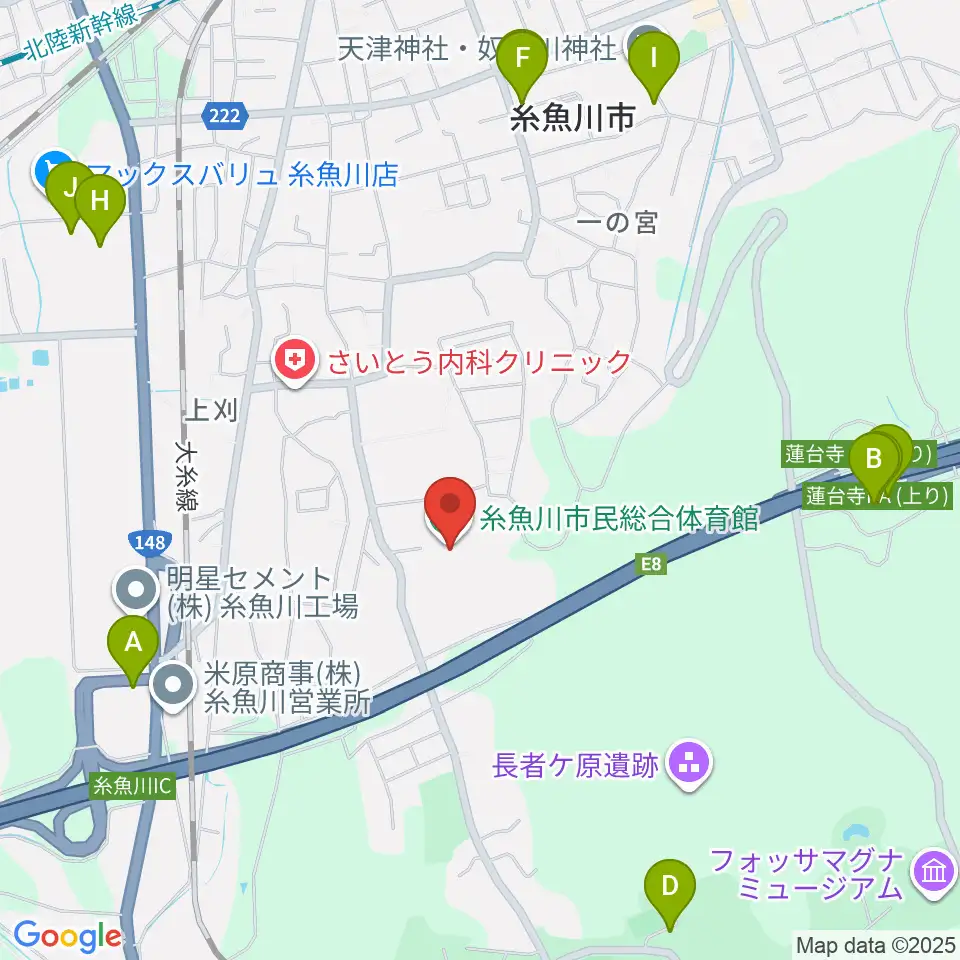 糸魚川市民総合体育館周辺の駐車場・コインパーキング一覧地図