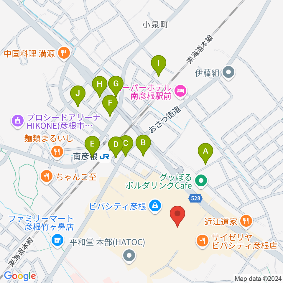 彦根ビバシティシネマ周辺の駐車場・コインパーキング一覧地図