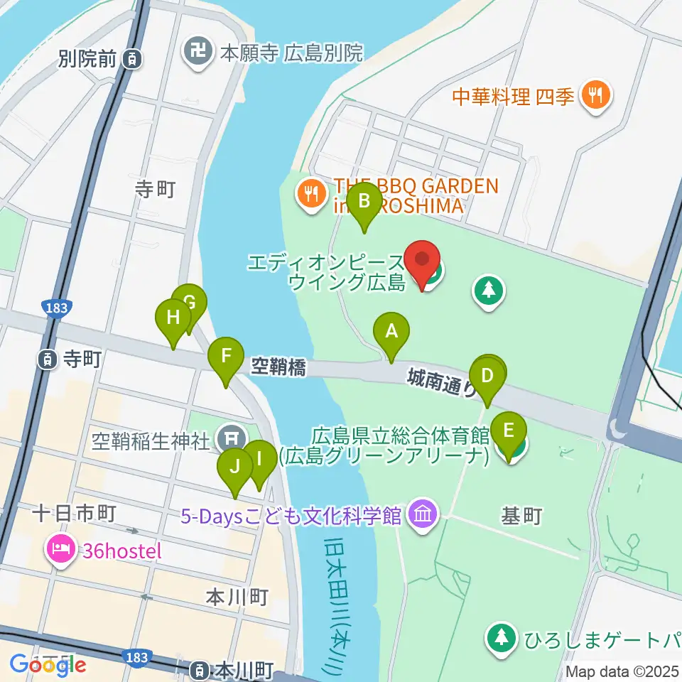 エディオンピースウイング広島周辺の駐車場・コインパーキング一覧地図
