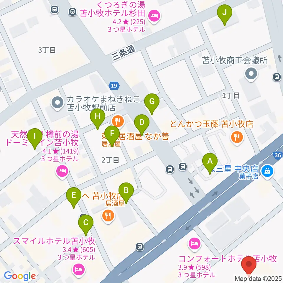 苫小牧市民文化ホール周辺の駐車場・コインパーキング一覧地図