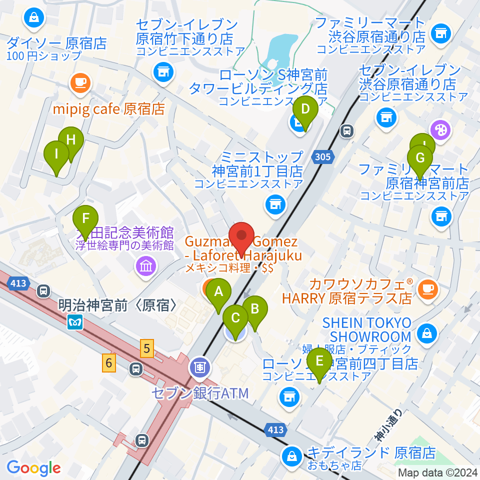 FENDER FLAGSHIP TOKYO周辺の駐車場・コインパーキング一覧地図