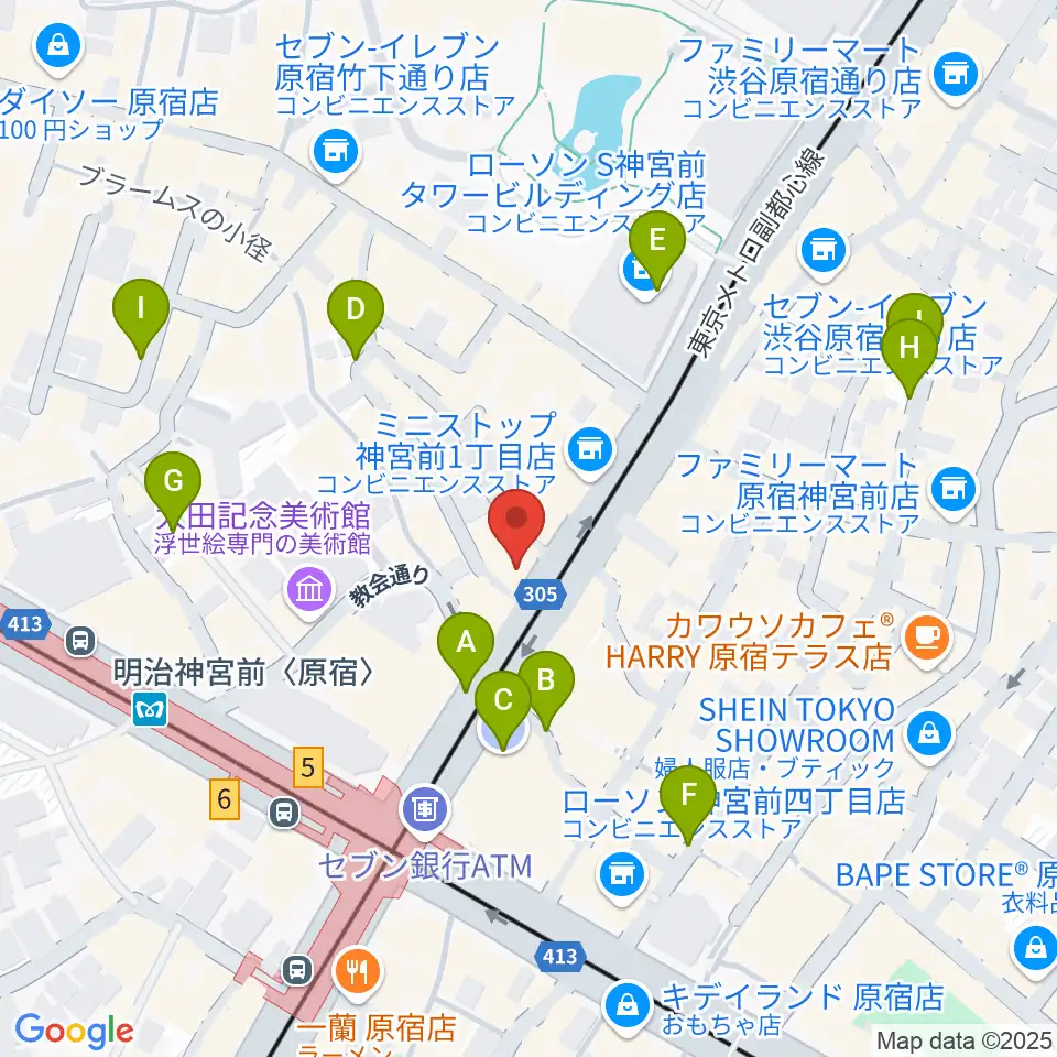 FENDER FLAGSHIP TOKYO周辺の駐車場・コインパーキング一覧地図