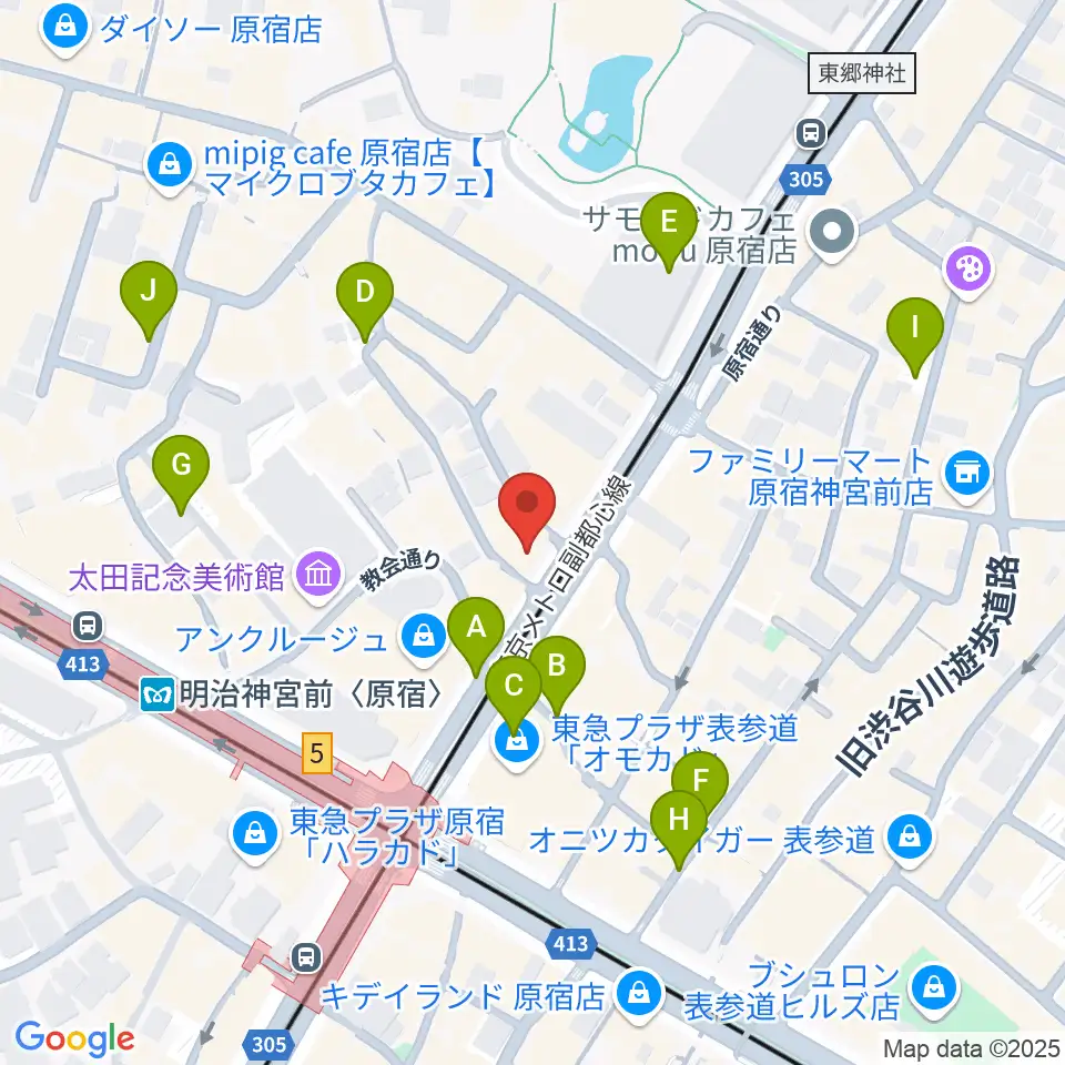 FENDER FLAGSHIP TOKYO周辺の駐車場・コインパーキング一覧地図