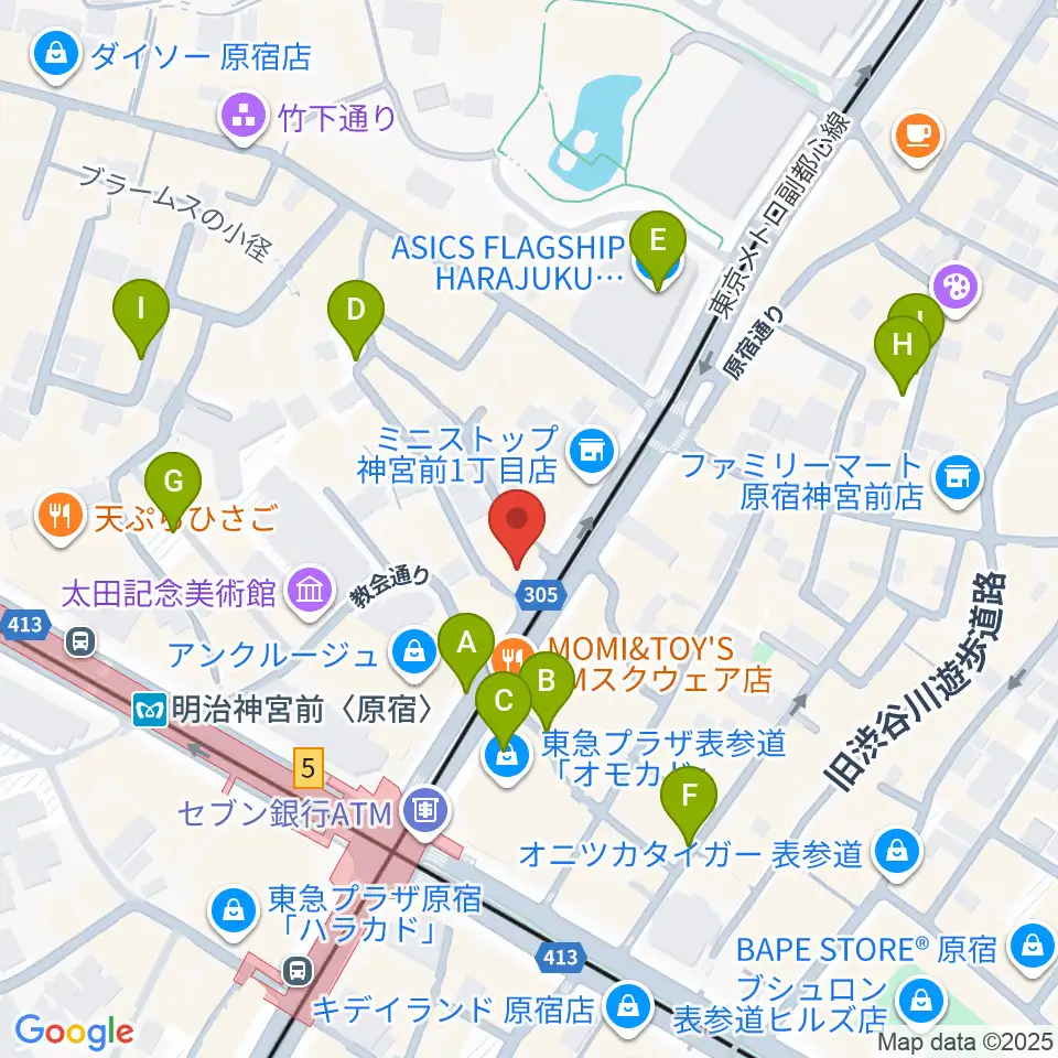 FENDER FLAGSHIP TOKYO周辺の駐車場・コインパーキング一覧地図