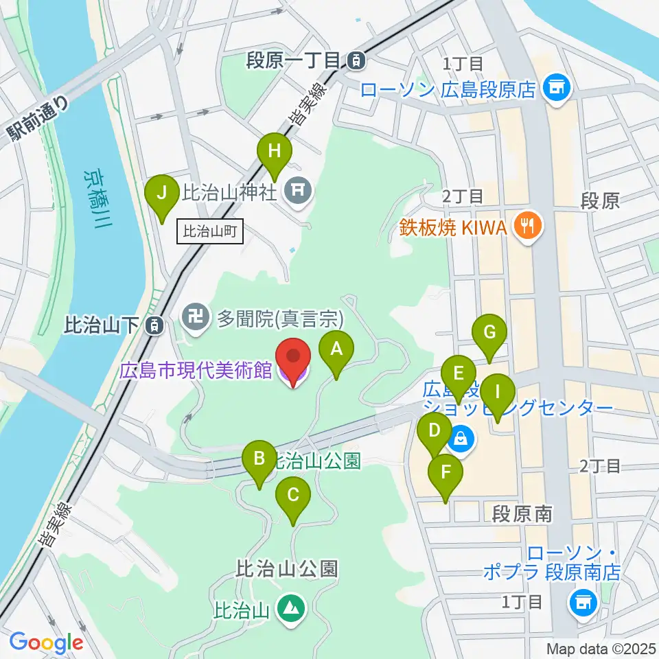 広島市現代美術館周辺の駐車場・コインパーキング一覧地図