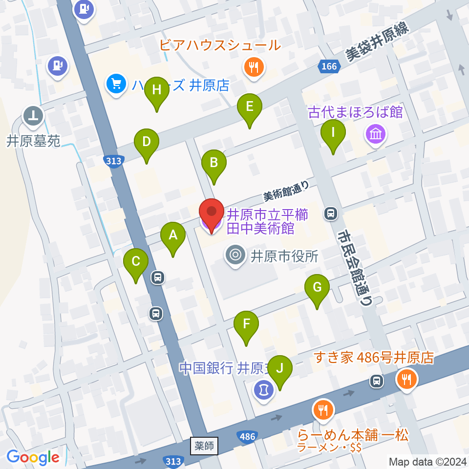 井原市立平櫛田中美術館周辺の駐車場・コインパーキング一覧地図