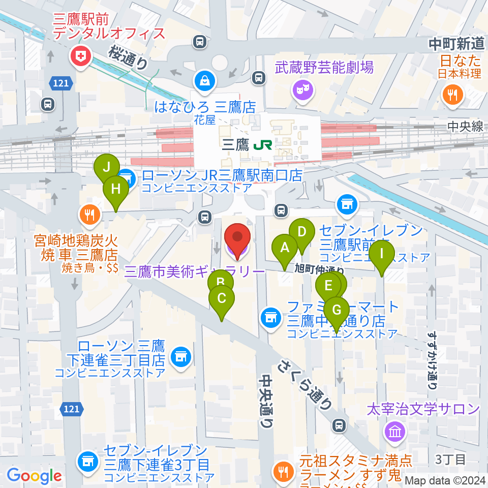 三鷹市美術ギャラリー周辺の駐車場・コインパーキング一覧地図