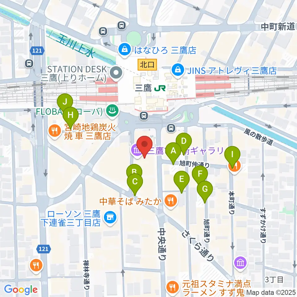 三鷹市美術ギャラリー周辺の駐車場・コインパーキング一覧地図