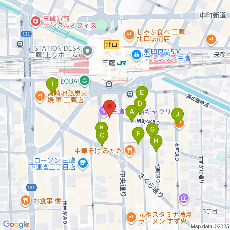 三鷹市美術ギャラリー周辺の駐車場・コインパーキング一覧地図