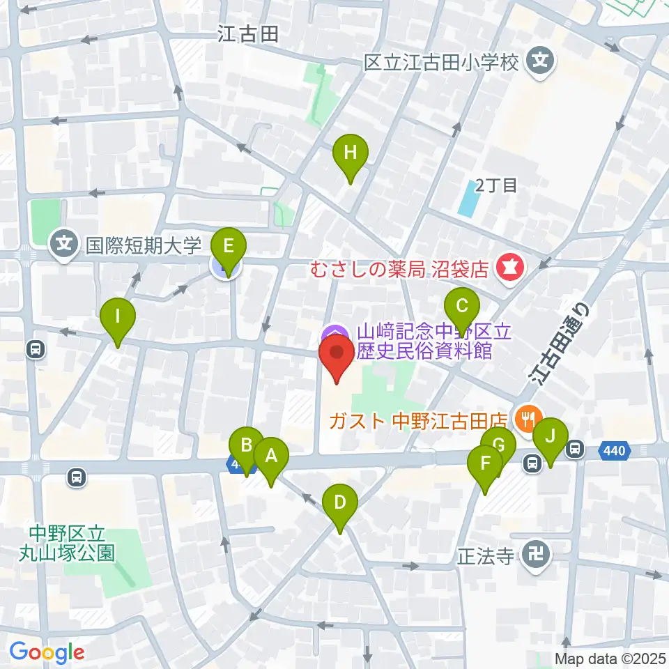 中野区立歴史民俗資料館周辺の駐車場・コインパーキング一覧地図