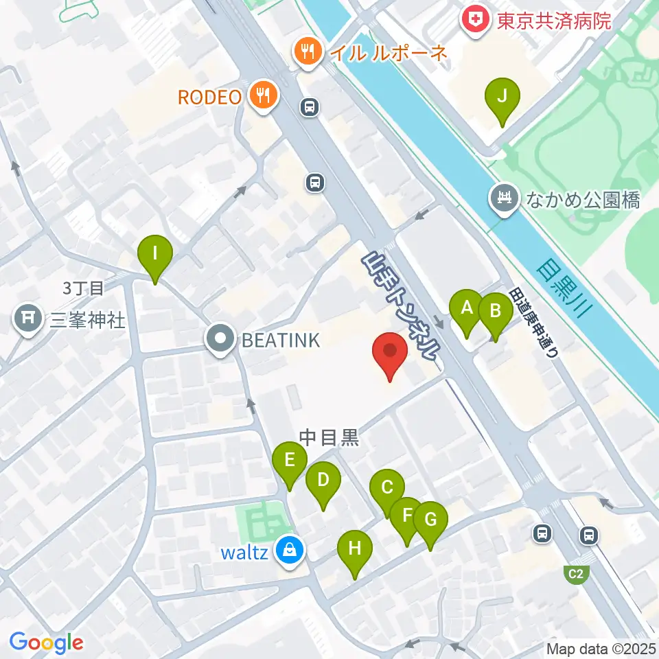 めぐろ歴史資料館周辺の駐車場・コインパーキング一覧地図
