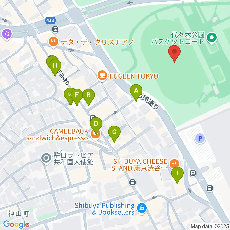 代々木公園陸上競技場周辺の駐車場・コインパーキング一覧地図