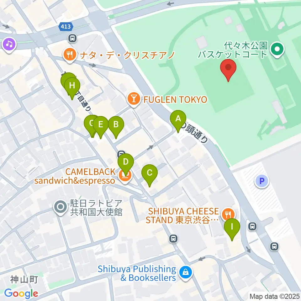代々木公園陸上競技場周辺の駐車場・コインパーキング一覧地図