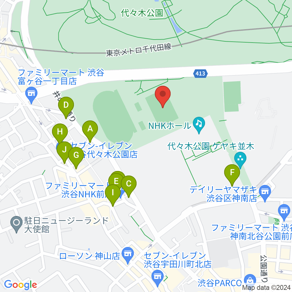 代々木公園球技場周辺の駐車場・コインパーキング一覧地図