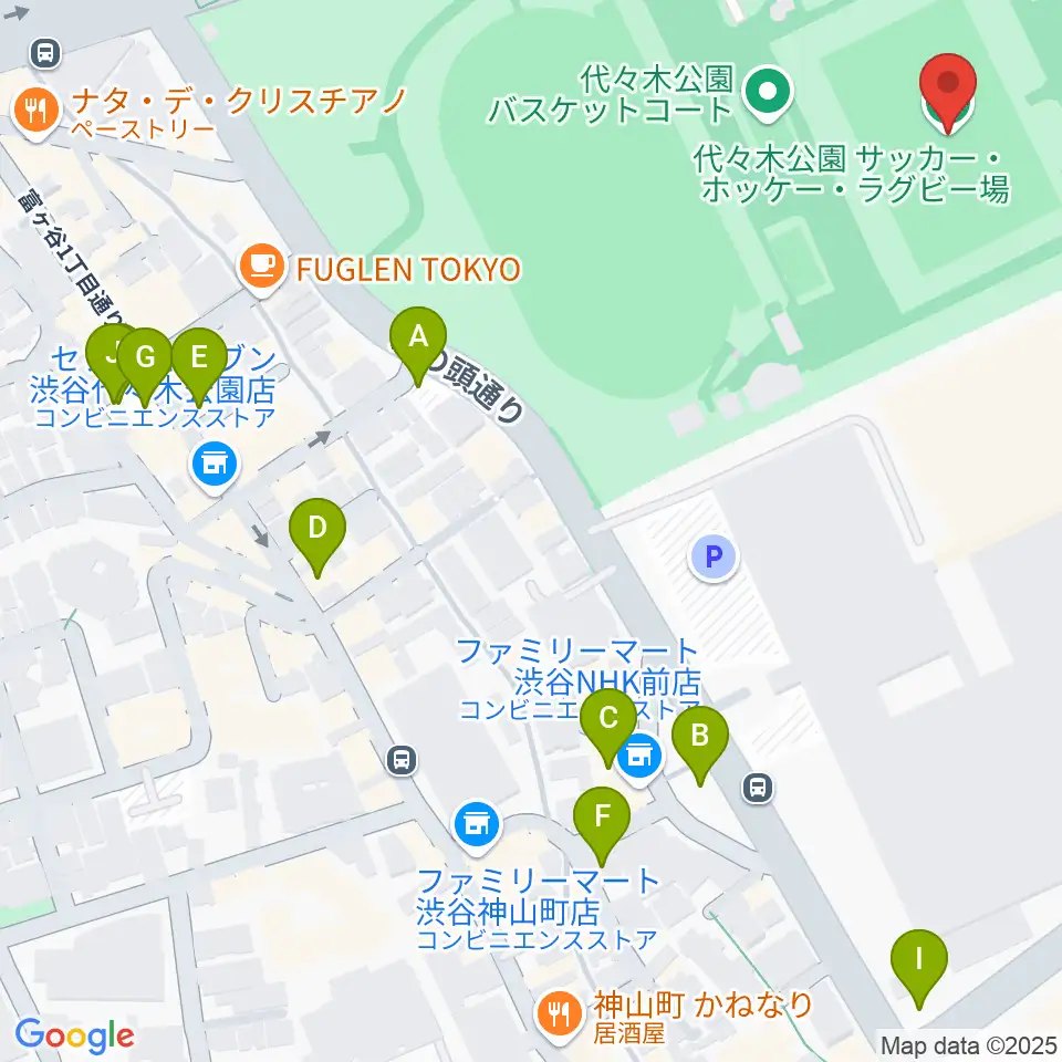 代々木公園球技場周辺の駐車場・コインパーキング一覧地図