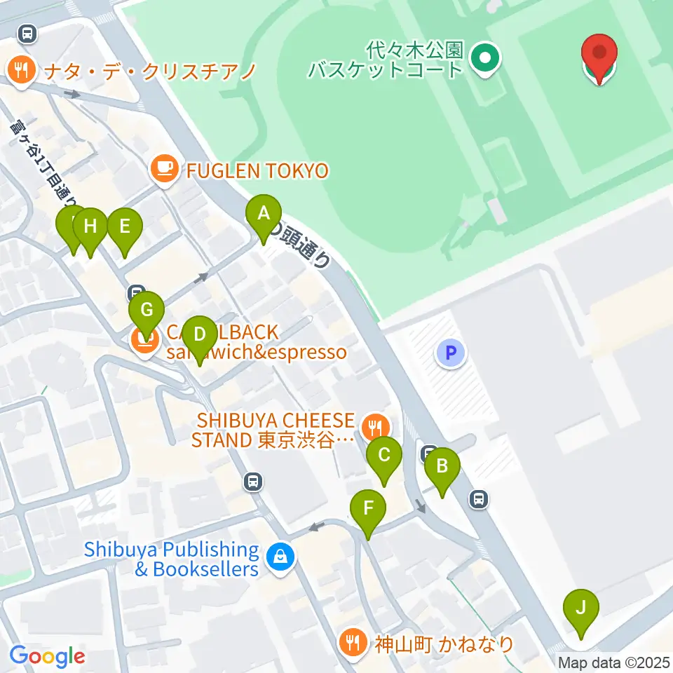 代々木公園球技場周辺の駐車場・コインパーキング一覧地図