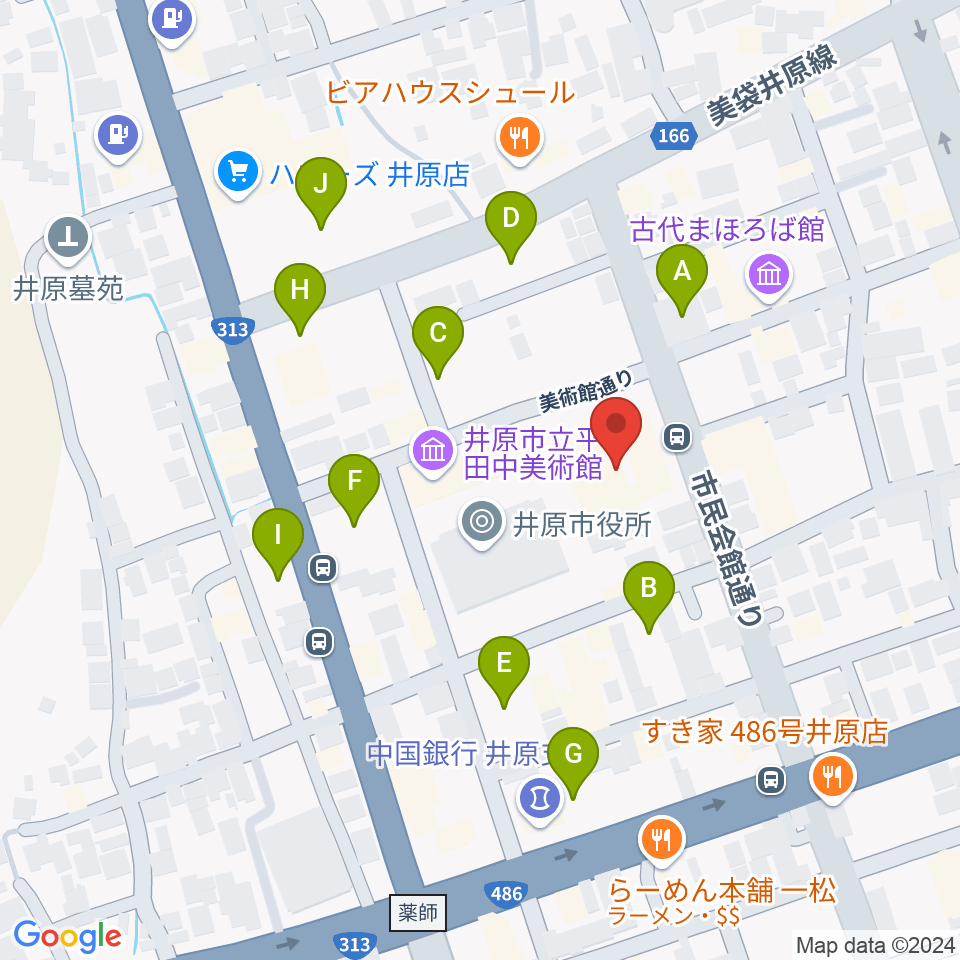 井原市民会館周辺の駐車場・コインパーキング一覧地図