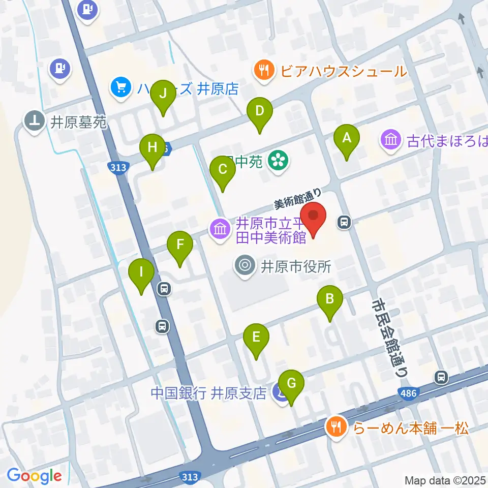 井原市民会館周辺の駐車場・コインパーキング一覧地図
