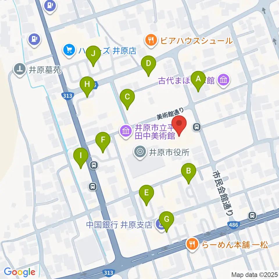 井原市民会館周辺の駐車場・コインパーキング一覧地図