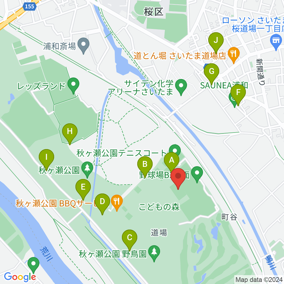 秋ヶ瀬公園サッカー場周辺の駐車場・コインパーキング一覧地図