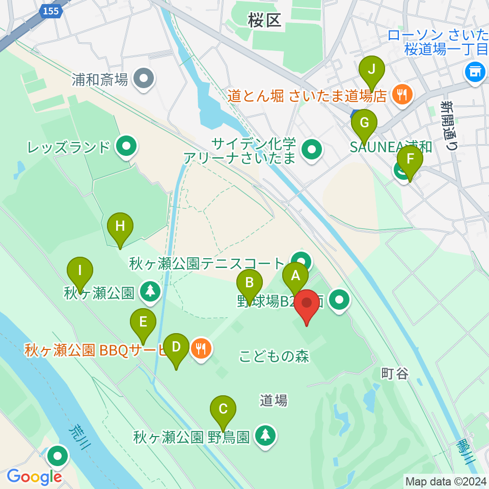 秋ヶ瀬公園サッカー場周辺の駐車場・コインパーキング一覧地図