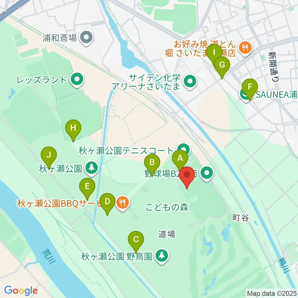 秋ヶ瀬公園サッカー場周辺の駐車場・コインパーキング一覧地図