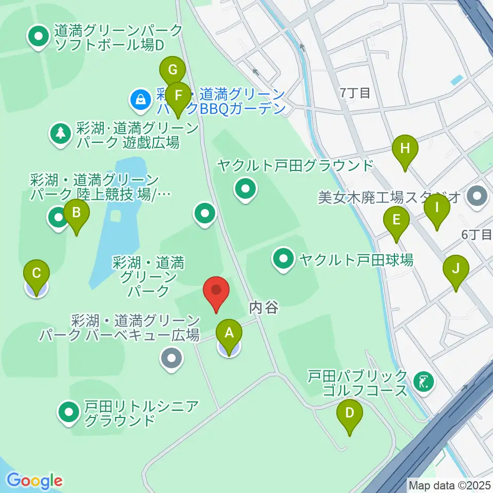 彩湖・道満グリーンパークサッカー場周辺の駐車場・コインパーキング一覧地図