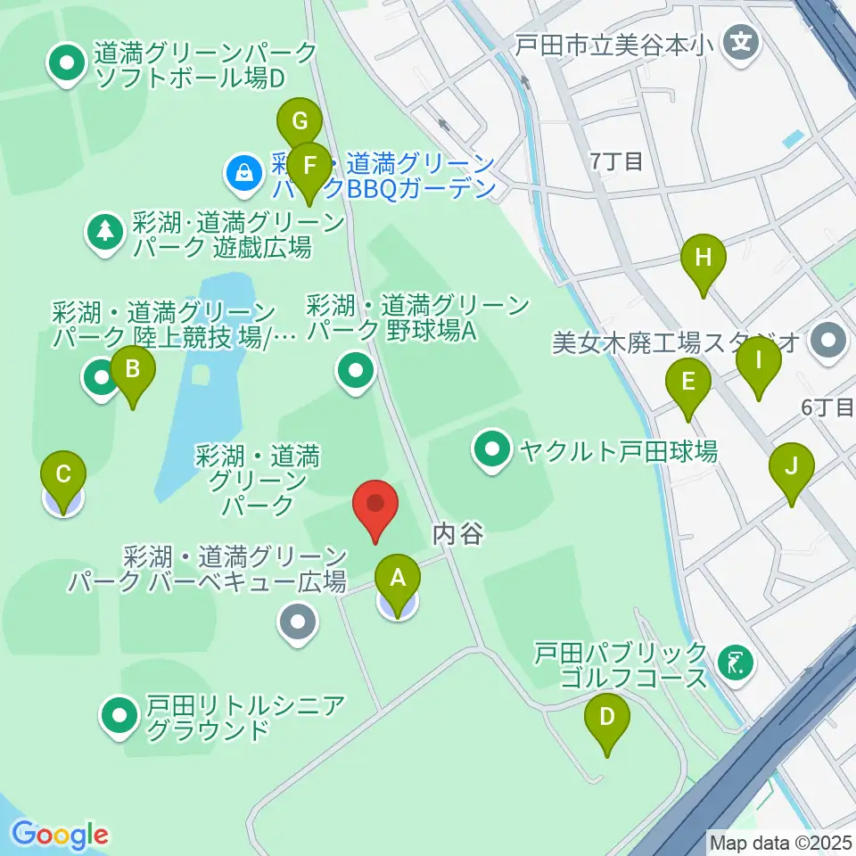 彩湖・道満グリーンパークサッカー場周辺の駐車場・コインパーキング一覧地図